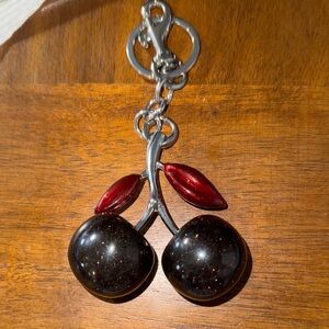 Cherry Keychain with Red and Black Accents